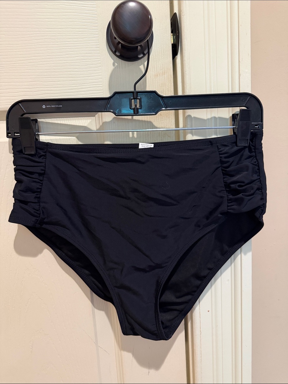 Black High-Waist Ruched Side Bikini Bottoms